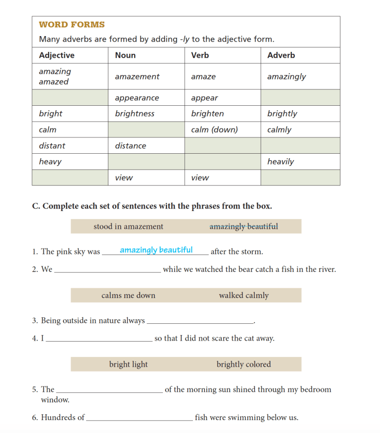 Word Form Best Examples Learning Word Forms through Phrases – English Endeavors